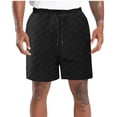 thumbnail image 1 of NoxwB Men's Checkerboard Elastic Waist Pocket Drawstring Shorts Black XL, 1 of 6