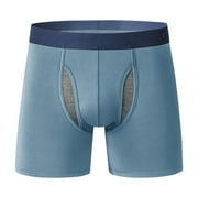 NoxwB Mens Cotton Quick Drying Anti-Wear Crotch Extended Boxer Briefs Sexy U Support Pouch Underpants Soft Comfy Underwear Light Blue XL