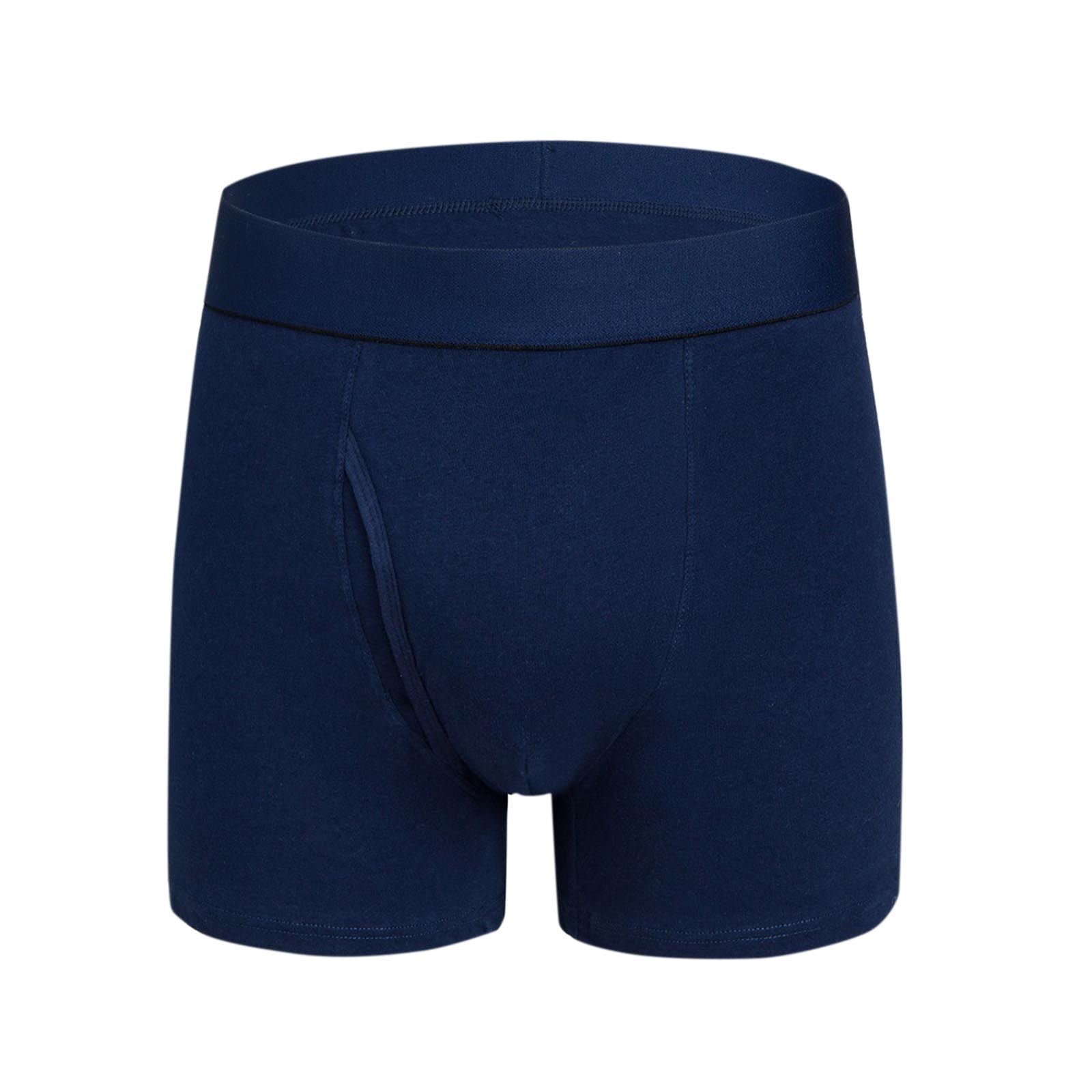 NoxwB Men's Cotton Solid Color Side-Opening Extended Boxer Briefs ...