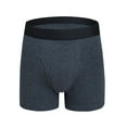 thumbnail image 1 of NoxwB Men's Cotton Solid Color Side-Opening Extended Boxer Briefs Support Pouch Four Corner Undershorts Soft Comfort Breathable Underwear Dark Gray XL, 1 of 3