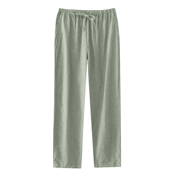 NoxwB Men's Drawstring Full-Length Cotton Pajama Pants Sleep Lounge Pajamas Green L