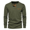 thumbnail image 1 of NoxwB Men's Fall Winter Thermal Ribbed Textured Corduroy Henley Shirts Patchwork Long Sleeve Crewneck Buttons Pullover Sweaters Casual Athletic T-Shirts Army Green 3XL, 1 of 3