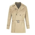thumbnail image 1 of NoxwB Men's Fashion Loose Fit Solid Color Mid Length Trench Coat Casual Business Peacoat Lapel Double Breasted Long Sleeve Jacket Khaki XL, 1 of 9