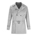 thumbnail image 1 of NoxwB Men's Fashion Loose Fit Solid Color Mid Length Trench Coat Casual Business Peacoat Lapel Double Breasted Long Sleeve Jacket Light Gray 2XL, 1 of 9