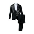 thumbnail image 1 of NoxwB Men's Formal Party Prom Blazer&Trouser Set Flower Decoration Lapel One Button Long Sleeve Tailcoat & Long Pants Suit Casual Stage Performance Outfit Black M, 1 of 7