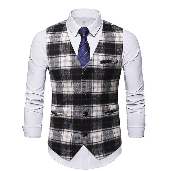NoxwB Men's Formal Suit Blazer Vest Stylish Suede Sleeveless Single/Double Breasted Waistcoat Casual Business Party Dress Tuxedo Black M