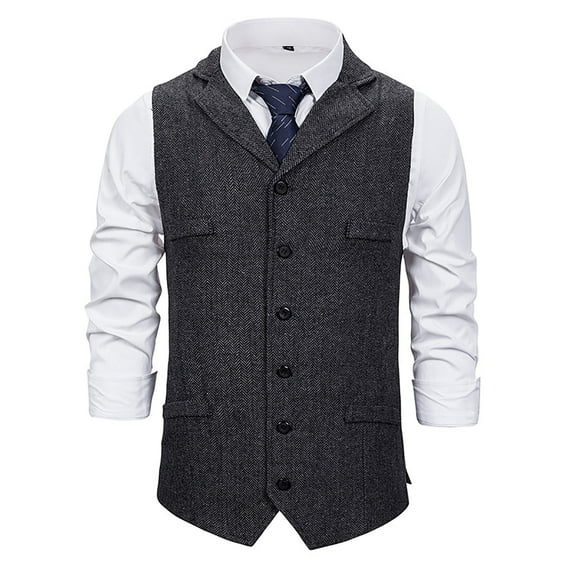 NoxwB Men's Formal Suit Blazer Vest Stylish Suede Sleeveless Single/Double Breasted Waistcoat Casual Business Party Dress Tuxedo Black M