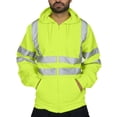 thumbnail image 1 of NoxwB Men's High Visibility Safety Sweatshirt Class 3 Reflective Zippered Long Sleeve Drawstring Hooded Cargo Jacket Hi-Vis Safety Hoodies Green 4XL, 1 of 7