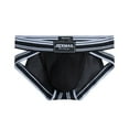 thumbnail image 1 of NoxwB Men's Ice Silk Thin Dual String Cheeky Briefs Sexy Low Rise Enhanced Bulge Pouch Underpants Casual Breathable Underwear Black M, 1 of 4