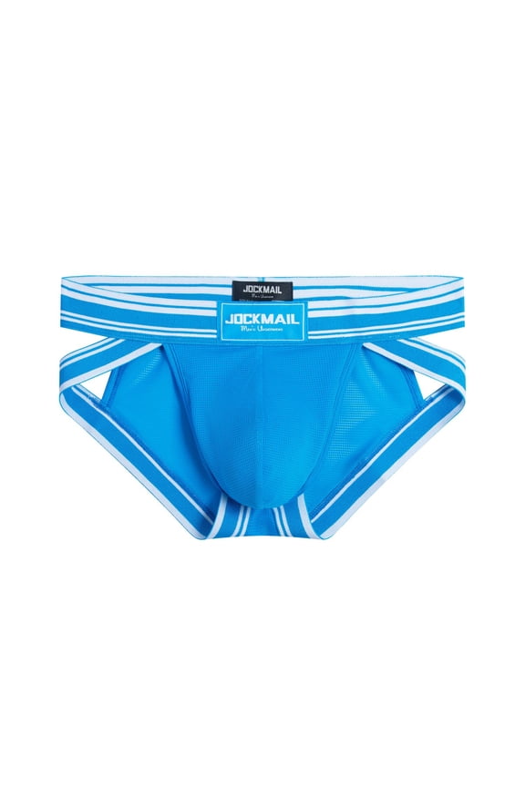 Men's Ice Silk Thin Dual String Cheeky Briefs Sexy Low Rise Enhanced Bulge Pouch Underpants Casual Breathable Underwear Blue 2XL