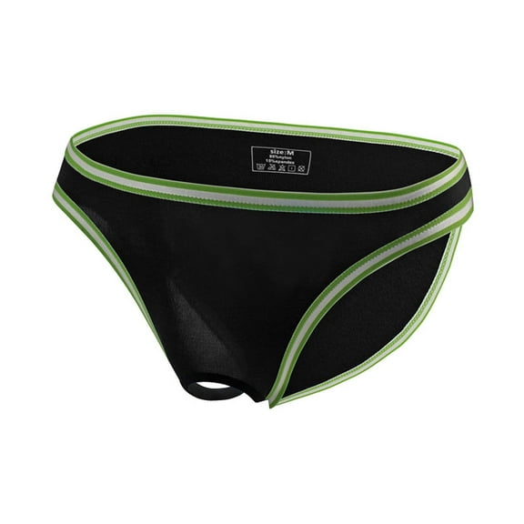 NoxwB Men's Ice Silk Thin Open-Crotch Sexy Lingerie Briefs Transparent Low Rise Underpants Cool Breathable Cozy Underwear Black M