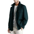 thumbnail image 1 of NoxwB Men's Lightweight Solid Color Zipper Cardigan Trucker Jackets Loose Fit Trendy Casual Cargo Outerwear Long Sleeve Lapel Button Windbreaker with Pockets Navy L, 1 of 6