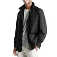 thumbnail image 1 of NoxwB Men's Lightweight Solid Color Zipper Cardigan Trucker Jackets Loose Fit Trendy Casual Cargo Outerwear Long Sleeve Lapel Button Windbreaker with Pockets Black S, 1 of 6