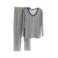 thumbnail image 1 of NoxwB Men's Modal Pajama Sets Comfy Long Sleeve Sleepwear Top Solid Pyjama Pants Two-Piece Loungewear PJs Sets for Men Gray XL, 1 of 3