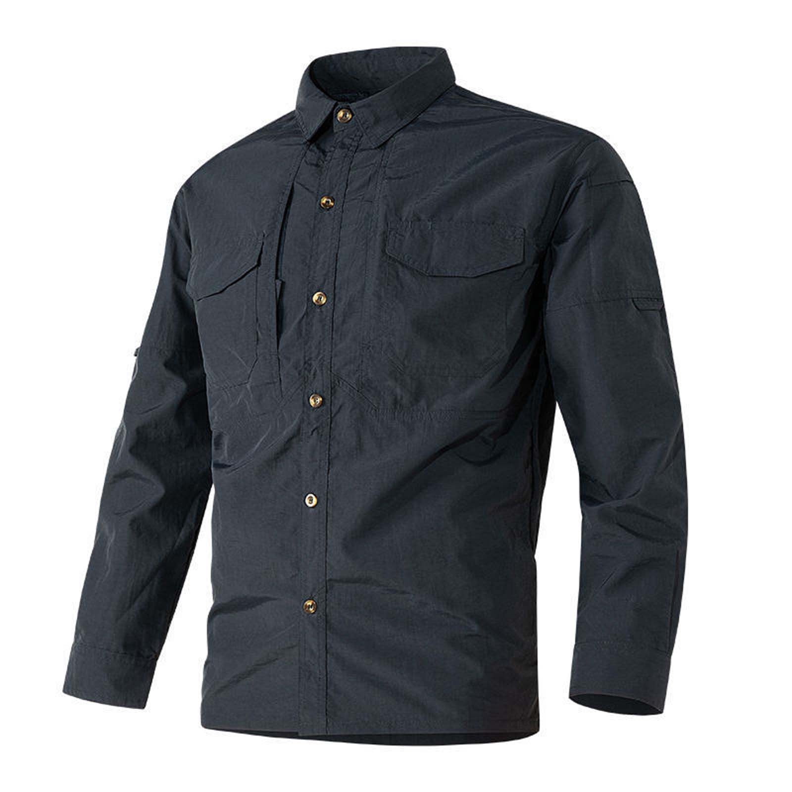 NoxwB Men's Outdoor Work Shirt with Multipockets Tactical Long Sleeve