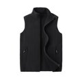 thumbnail image 1 of NoxwB Men's Oversized Solid Fleece Vest Coat Winter Warm Casual Outdoor Jackets Quick Dry Sleeveless Multi-Pocket Full-Zip Outerwears Black 4XL, 1 of 4