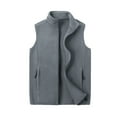 thumbnail image 1 of NoxwB Men's Oversized Solid Fleece Vest Coat Winter Warm Casual Outdoor Jackets Quick Dry Sleeveless Multi-Pocket Full-Zip Outerwears Dark Gray 2XL, 1 of 8