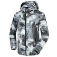 thumbnail image 1 of NoxwB Men's Plus Size Camo Water-Resistant Windproof Jacket Casual Outdoor Camping Windbreaker Full Zip Long Sleeve Hoodie with Zipper Pockets Gray 4XL, 1 of 5