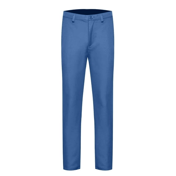 NoxwB Men's Plus Size Casual Fashion Solid Color Loose Fit Suit Pants Formal Commuter Business Dress Trouser Button Straight Leg Flat Front Pants Blue XL