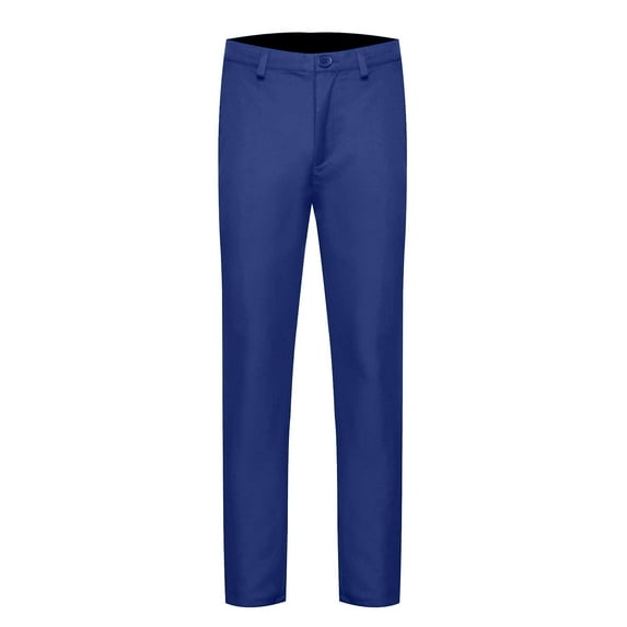 NoxwB Men's Plus Size Casual Fashion Solid Color Loose Fit Suit Pants Formal Commuter Business Dress Trouser Button Straight Leg Flat Front Pants Navy M