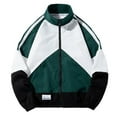 thumbnail image 1 of NoxwB Men's Plus Size Fashion Baggy Fit Colorblock Breathable Jacket Casual Outdoor Athletic Windbreaker Stand Collar Full Zip Long Sleeve Outerwear Green 4XL, 1 of 4