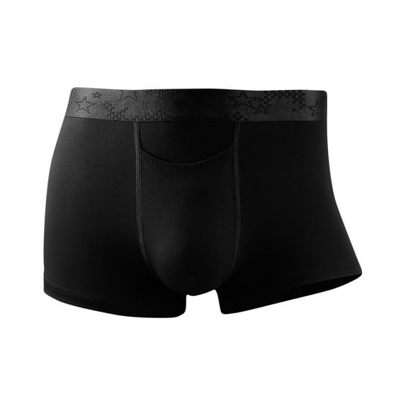 NoxwB Men's Pure Cotton Solid Color Close-Fitting Boxer Briefs Sexy Bulge Pouch Four Corner Underpants Breathable Comfortable Underwear Black L