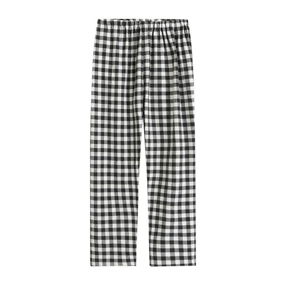 NoxwB Men's Pyjama Pants Solid Plaid Flannel Lounge Pants Sleepwear PJs Bottoms Gray M
