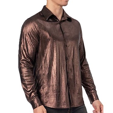 Hip Hop Casual Shirt Men's 70s Disco Shirt - Vintage Paisley Floral Button Down Long Sleeve | Polyester Spandex Funny Shirts