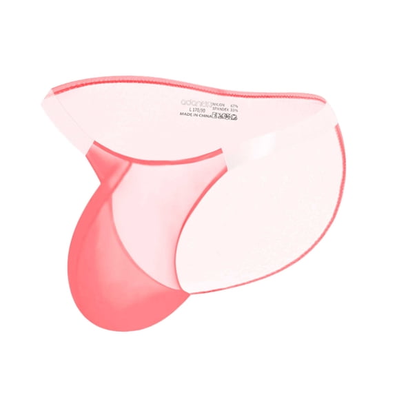 NoxwB Men's Sexy Cover Buttock Translucent Enhanced Pouch Bikini Briefs Solid Color Low Rise Underpants Breathable Underwear Red M