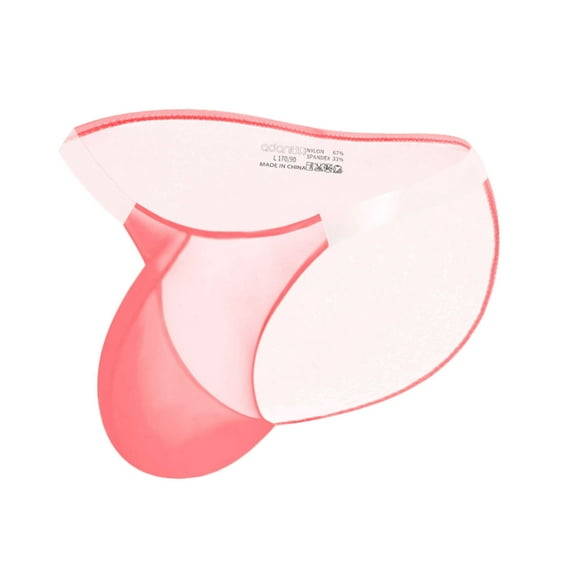 NoxwB Men's Sexy Cover Buttock Translucent Enhanced Pouch Bikini Briefs Solid Color Low Rise Underpants Breathable Underwear Red XL