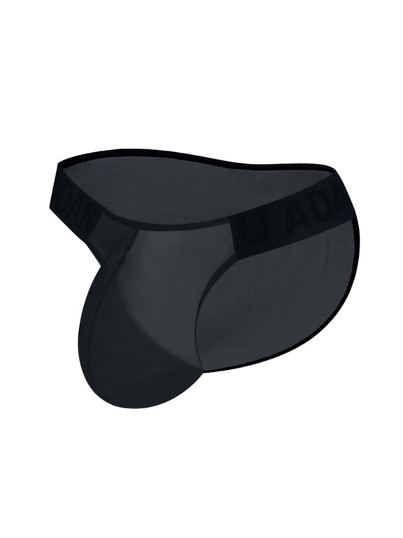 Men's Sexy Translucent Bulge Pouch Jockstrap Briefs Low Waisted Cover Buttock Underpants Trendy Casual Underwear Black 2XL