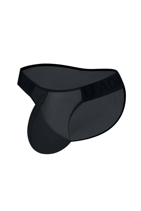 Men's Sexy Translucent Bulge Pouch Jockstrap Briefs Low Waisted Cover Buttock Underpants Trendy Casual Underwear Black 2XL