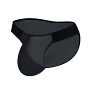 NoxwB Mens Sexy Translucent Bulge Pouch Jockstrap Briefs Low Waisted Cover Buttock Underpants Trendy Casual Underwear Black L