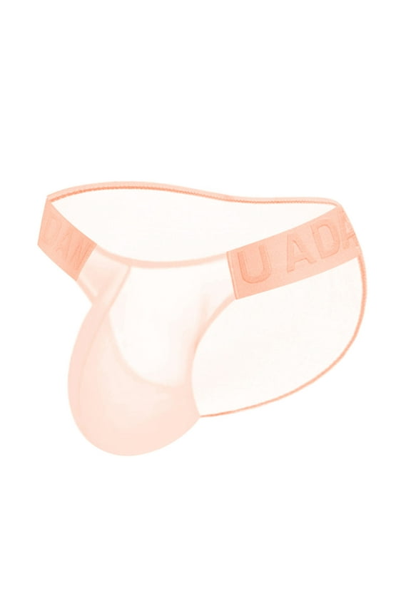 Men's Sexy Translucent Bulge Pouch Jockstrap Briefs Low Waisted Cover Buttock Underpants Trendy Casual Underwear Orange 2XL