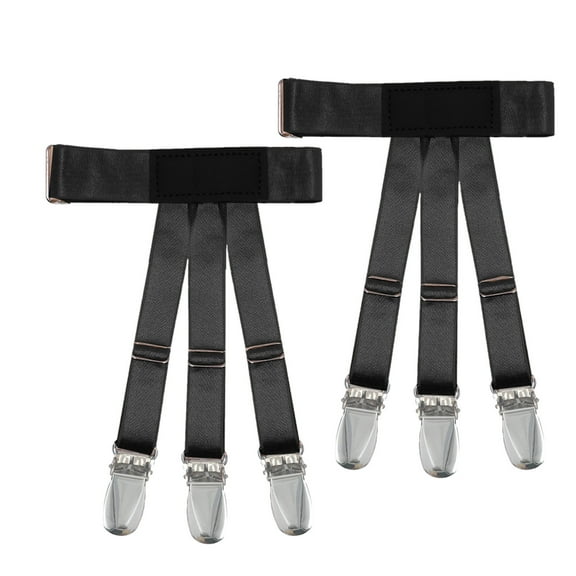 NoxwB Men's Shirt Stays Upgrade Adjustable Elastic Garter with Non-Slip Locking Clamps Black Free Size