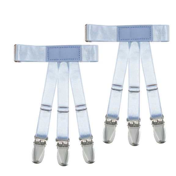 NoxwB Men's Shirt Stays Upgrade Adjustable Elastic Garter with Non-Slip Locking Clamps Light Blue Free Size