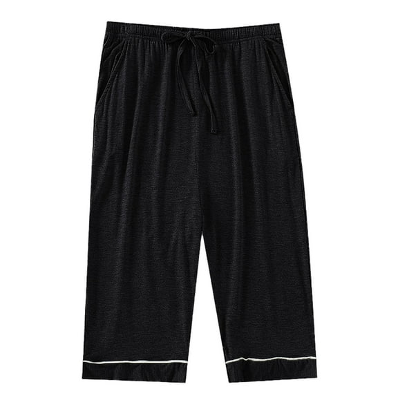 NoxwB Men's Stretch Modal Pajama Capri Pants with Pockets Black XL
