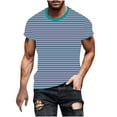 thumbnail image 1 of NoxwB Men's Striped Short Sleeve T-Shirt Casual Cotton Crewneck Top Stripes Slim Fit Streetwear for Summer Mint Green XL, 1 of 5