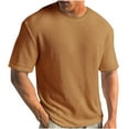 thumbnail image 1 of NoxwB Men's Summer Waffle Tee Slim Fit Short Sleeve Crew Neck Knit T-Shirt Soft Textured Top Casual Wear Bronze XXXL, 1 of 6