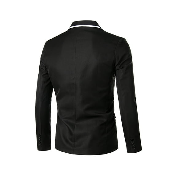 NoxwB Men's Trendy Plus Size Solid Color Suit Blazer Casual Wedding Business Jacket Notched-Lapel One-Button Long Sleeve Coat Black 2XL