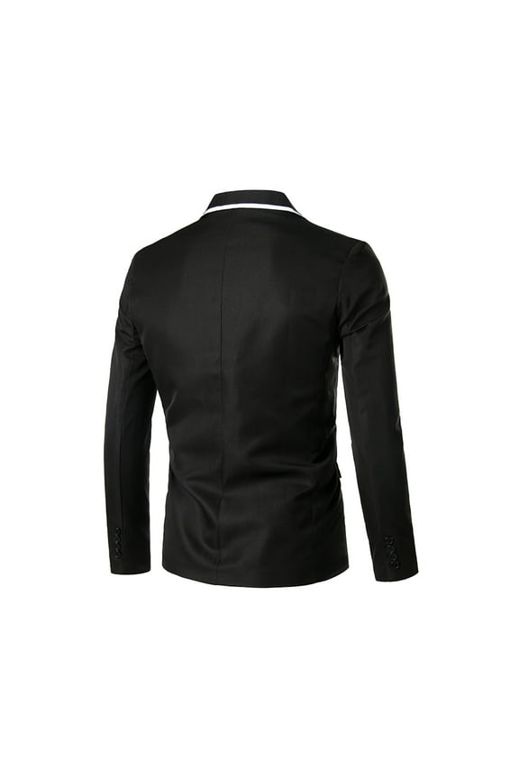 Men's Trendy Plus Size Solid Color Suit Blazer Casual Wedding Business Jacket Notched-Lapel One-Button Long Sleeve Coat Black 4XL