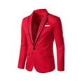 thumbnail image 1 of NoxwB Men's Trendy Plus Size Solid Color Suit Blazer Casual Wedding Business Jacket Notched-Lapel One-Button Long Sleeve Coat Red 3XL, 1 of 3