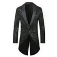 thumbnail image 1 of NoxwB Men's Vintage Disco Shiny Sequin Tailcoat Casual Nightclub Party Stage Performance Suit Tuxedo One-Button Long Sleeve Dress Jacket Black M, 1 of 4