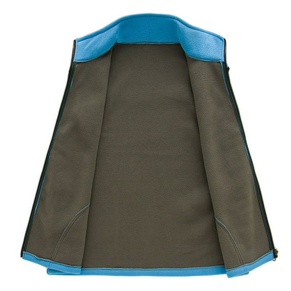 NoxwB Men's Waistcoat Winter Casual Outdoor Thick Warm Fleece Vest Coat Stand Collar Full Zip Sleeveless Jacket with Pockets Blue XL