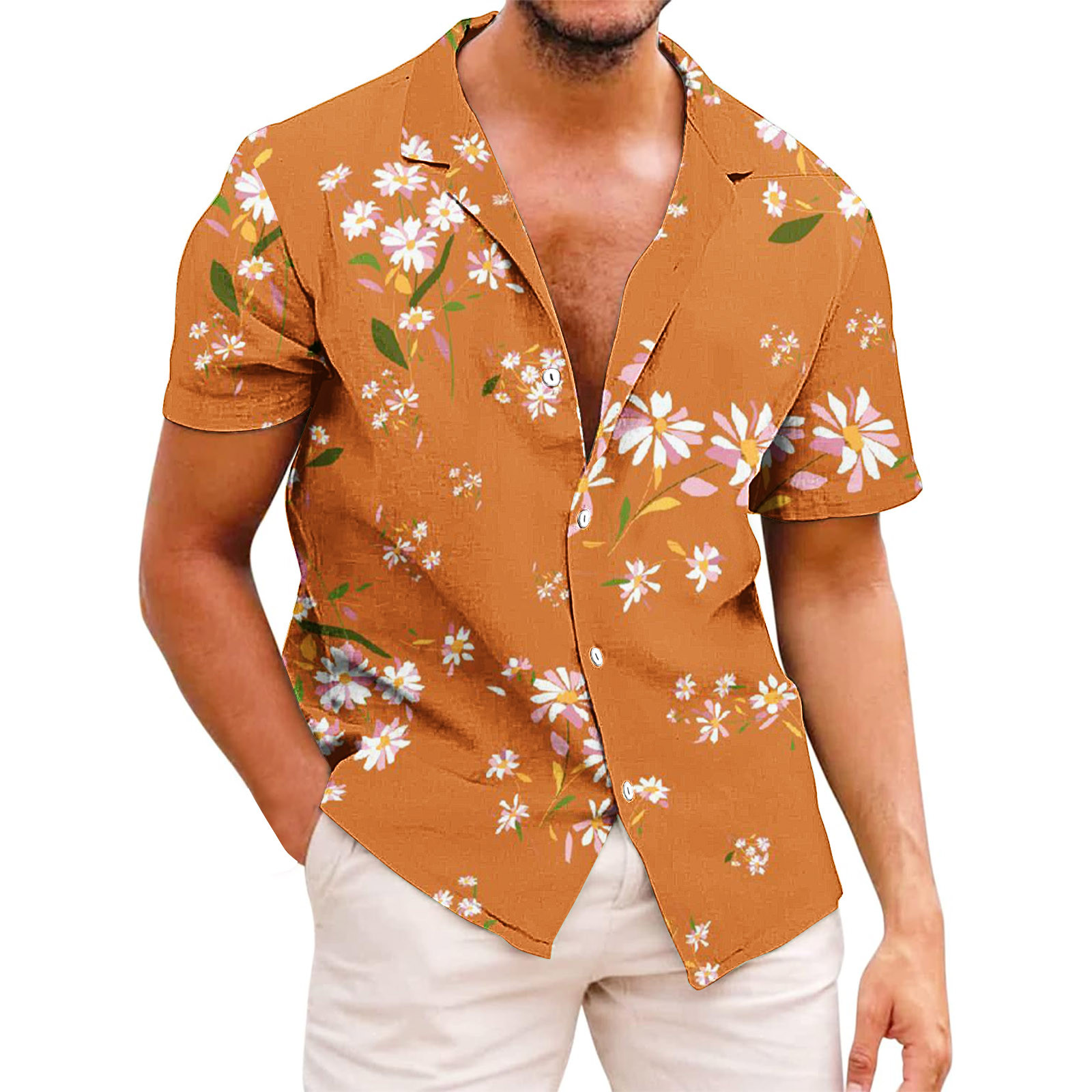 RQP Men's Hawaiian Shirt - Cuban Guayabera Short Sleeve Button Down For Summer & Beach Vacations