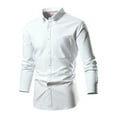 thumbnail image 1 of NoxwB (S-6XL)Men's Urban Stylish Plain Cotton Dress Shirts Casual Business Wedding T-Shirts Oversized Slim Fit Turndown Collar Button Down Long Sleeve Tees with Pocket White 6XL, 1 of 3