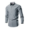 thumbnail image 1 of NoxwB (S-6XL)Men's Urban Stylish Plain Cotton Dress Shirts Casual Business Wedding T-Shirts Oversized Slim Fit Turndown Collar Button Down Long Sleeve Tees with Pocket Gray L, 1 of 3