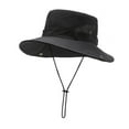 thumbnail image 1 of NoxwB Summer UV Protection Bucket Hats Breathable Mesh Wide Brim Sun Cap for Men Hiking Fishing Sombrero Women Black Free Size, 1 of 2