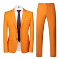 thumbnail image 1 of NoxwB (XL-6XL)Men's Big and Tall Formal Dress Blazer&Trouser 2 PC Set Casual Wedding Business Suit Notched Lapel Single Breasted Long Sleeve Jacket & Straight Leg Pants Outfit Orange XL, 1 of 5