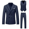 thumbnail image 1 of NoxwB (XL-6XL)Men's Big and Tall Formal Dress Blazer&Waistcoat&Trouser 3 PC Set Casual Wedding Business Suit Stage Performance Outfit Navy 4XL, 1 of 5